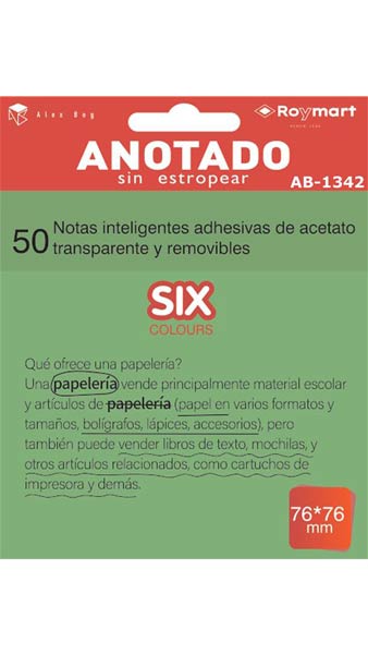 TACO NOTAS QUITA Y PON 76X76 TRANSPARENTES 50H PACK